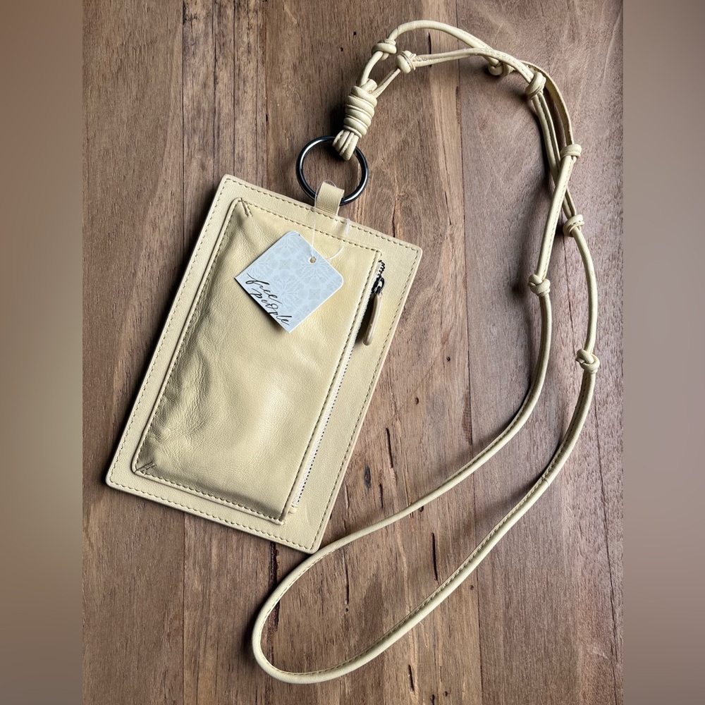 Free People Sun's Out Crossbody Leather Pouch Banana Cream NWT